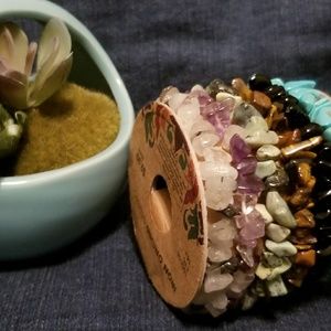 Set of 6 Bracelets Elastic Stretch Semi Precious S